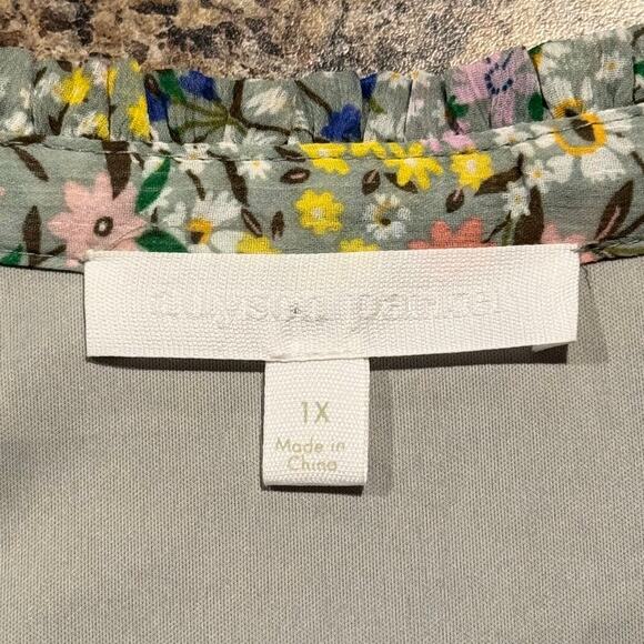 Adyson Parker Top Boho Cottage Romantic Lolita Spring Gauze Floral Button Up 1X - Picture 3 of 6